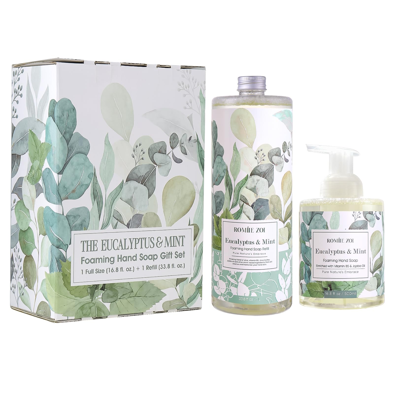 ROMIIE ZOI Foaming Hand Soap Gift Set, 1000ml Refill+500ml Foaming