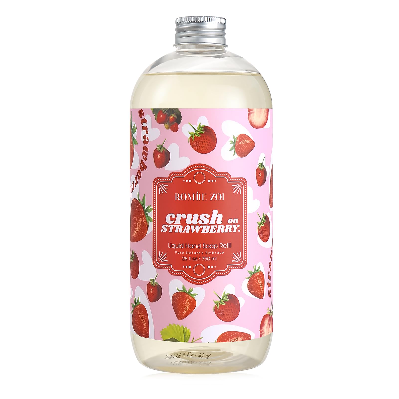 ROMIIE ZOI Liquid Hand Soap Refill, Strawberry, Gentle & Moisturizing Formula, 750 ML/ 26 FL OZ