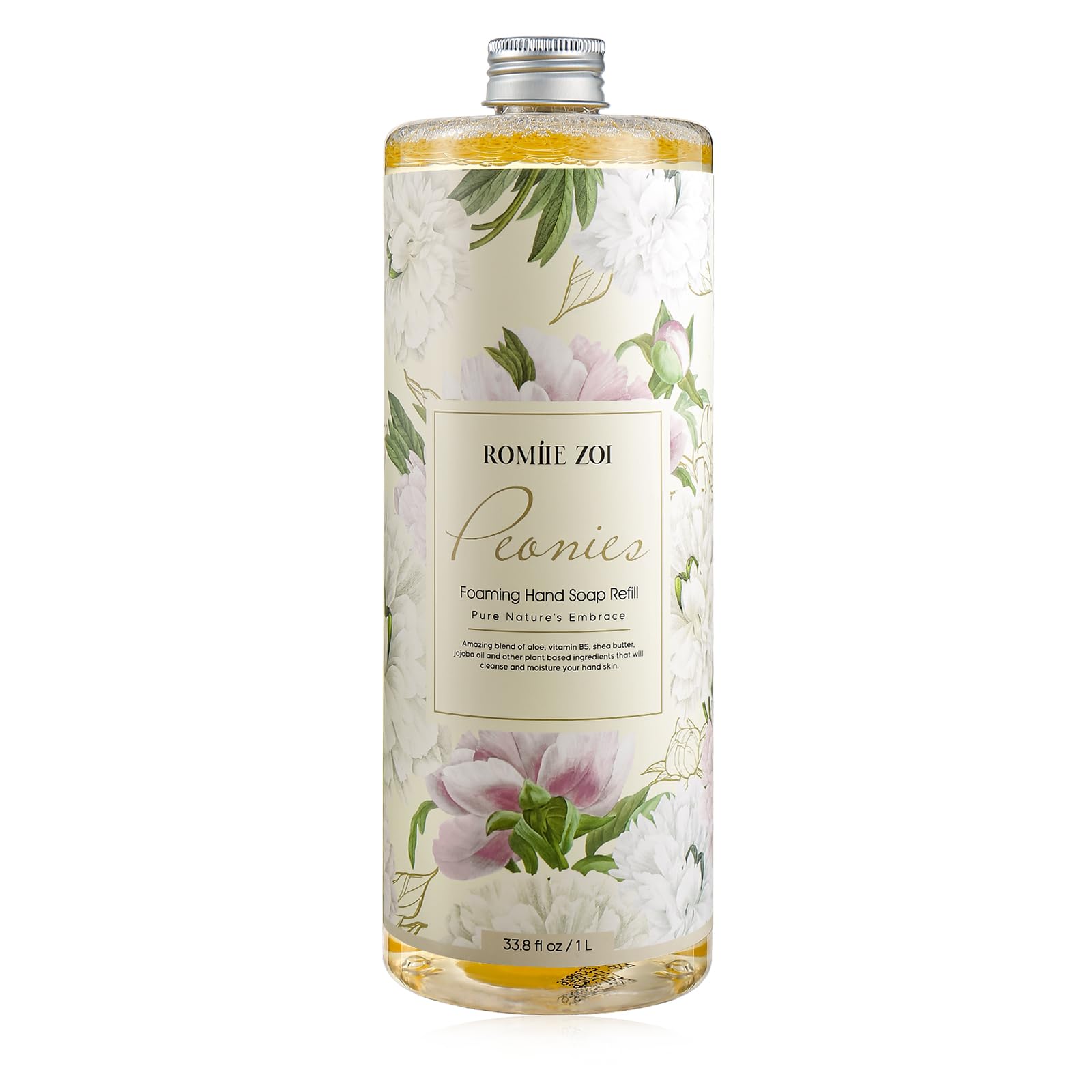 ROMIIE ZOI Foaming Hand Soap Refill, Peony, Gentle & Moisturizing Formula, 1 L/ 33.8 FL OZ