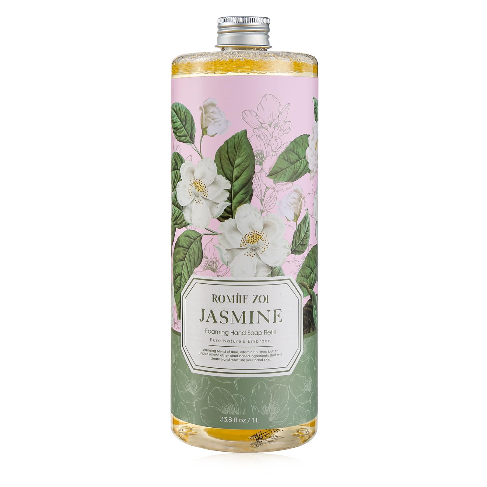 ROMIIE ZOI Foaming Hand Soap Refill, Jasmine, Gentle & Moisturizing Formula, 1 L/ 33.8 FLOZ