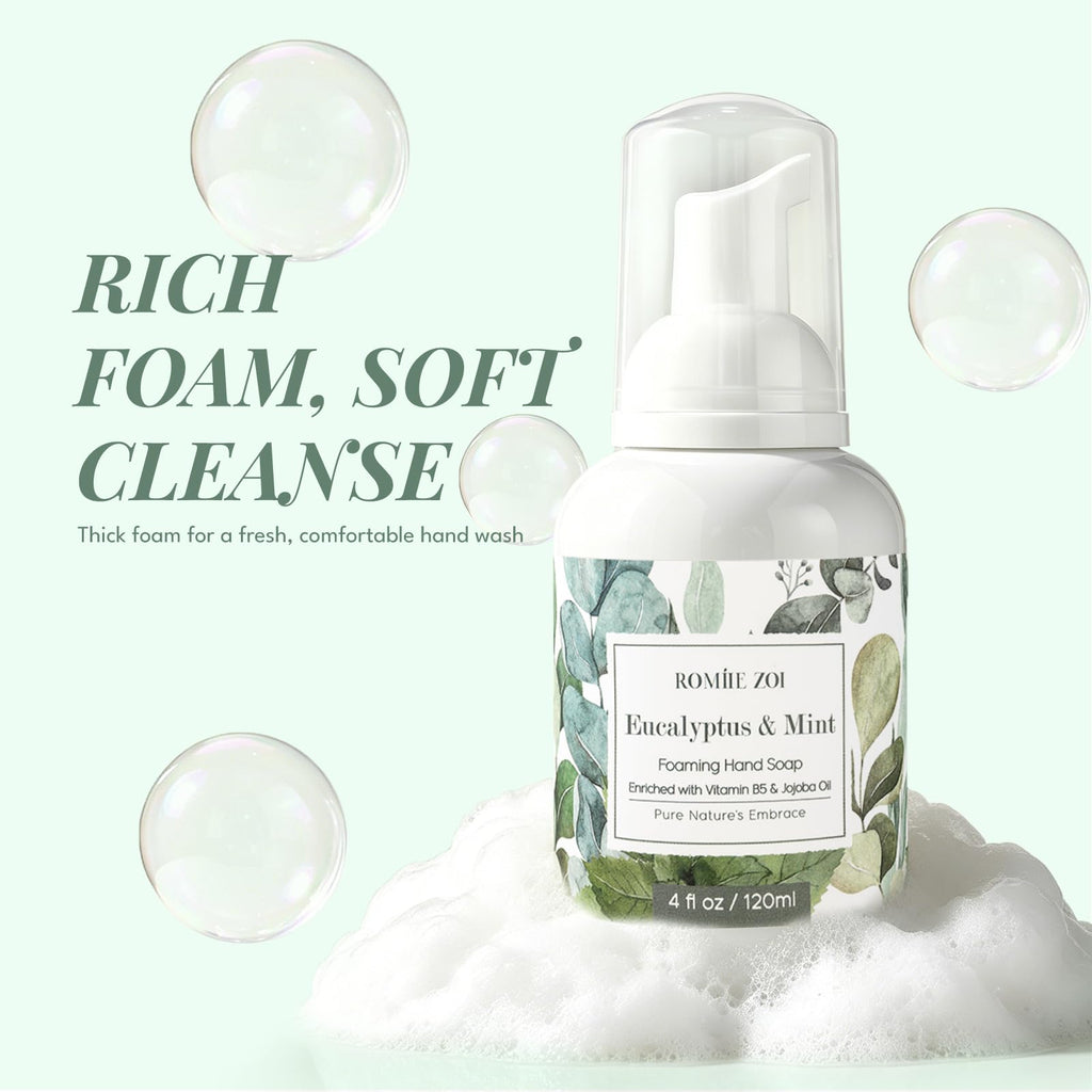 ROMIIE ZOI Foaming Hand Soap, Eucalyptus & Mint Scent, 4 fl oz Travel Size