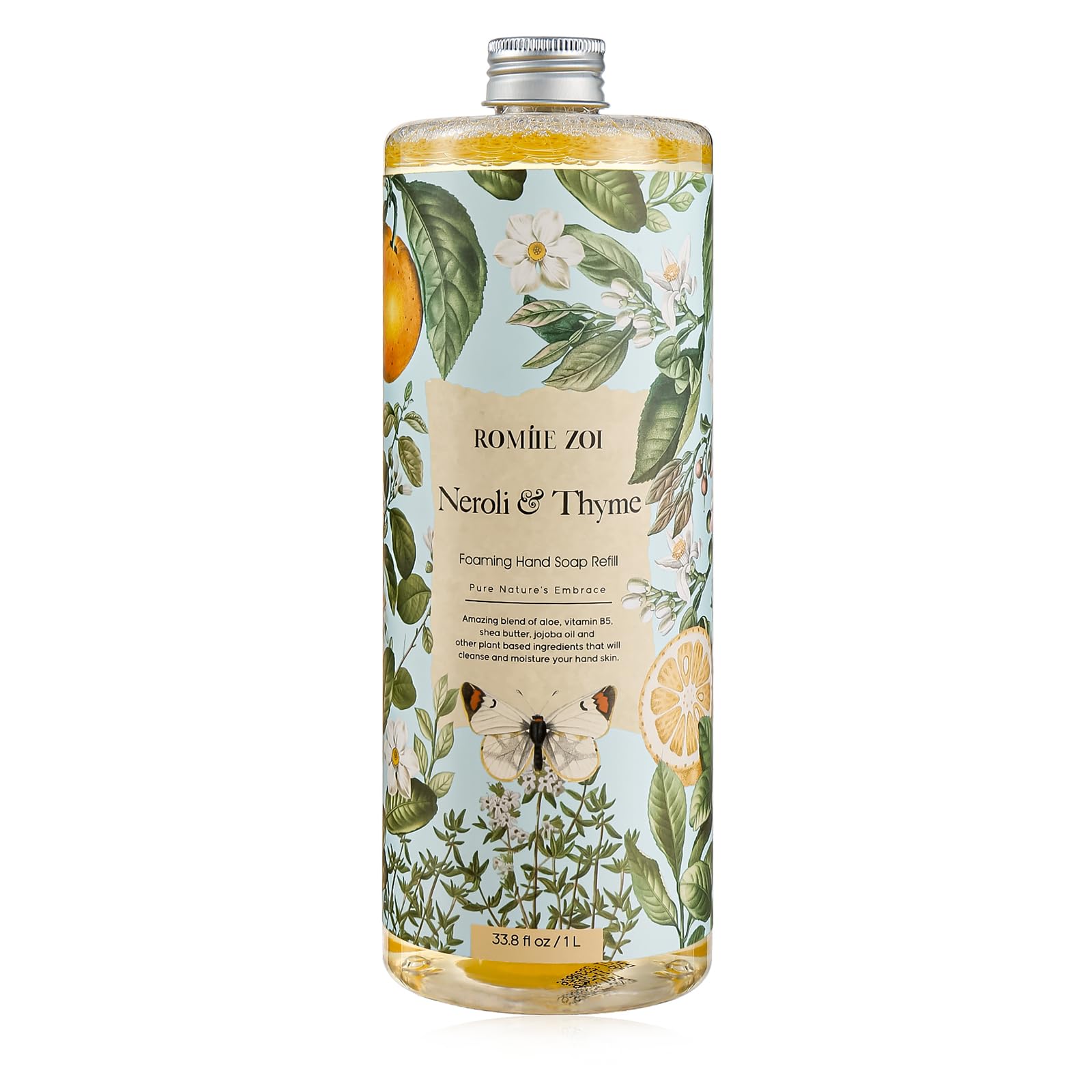 ROMIIE ZOI Foaming Hand Soap Refill, Neroli & Thyme, Gentle & Moisturizing Formula, 1 L/ 33.8 FL OZ