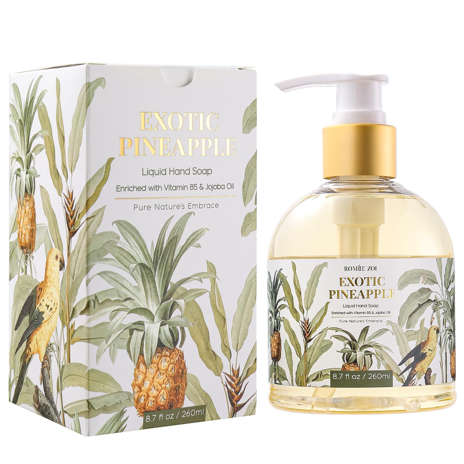 ROMIIE ZOI Liquid Hand Soap with Gift Box - Pure Nature's Embrace - Exotic Pineapple - 260ml/ 8.7 fl.oz