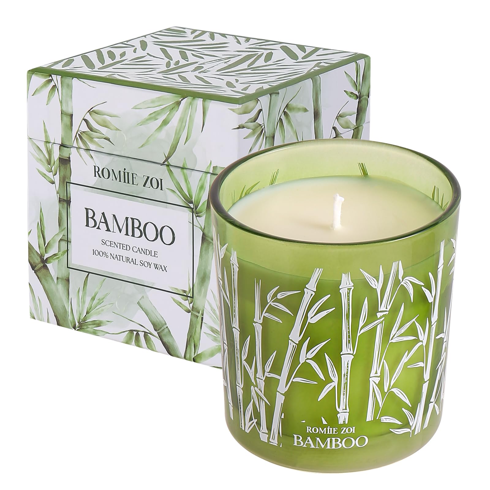 ROMIIE ZOI Aromatherapy Jar Candle - 6oz Soy Wax Candle - Infused with Bamboo Aroma - with Beautiful Keepsake Box Special