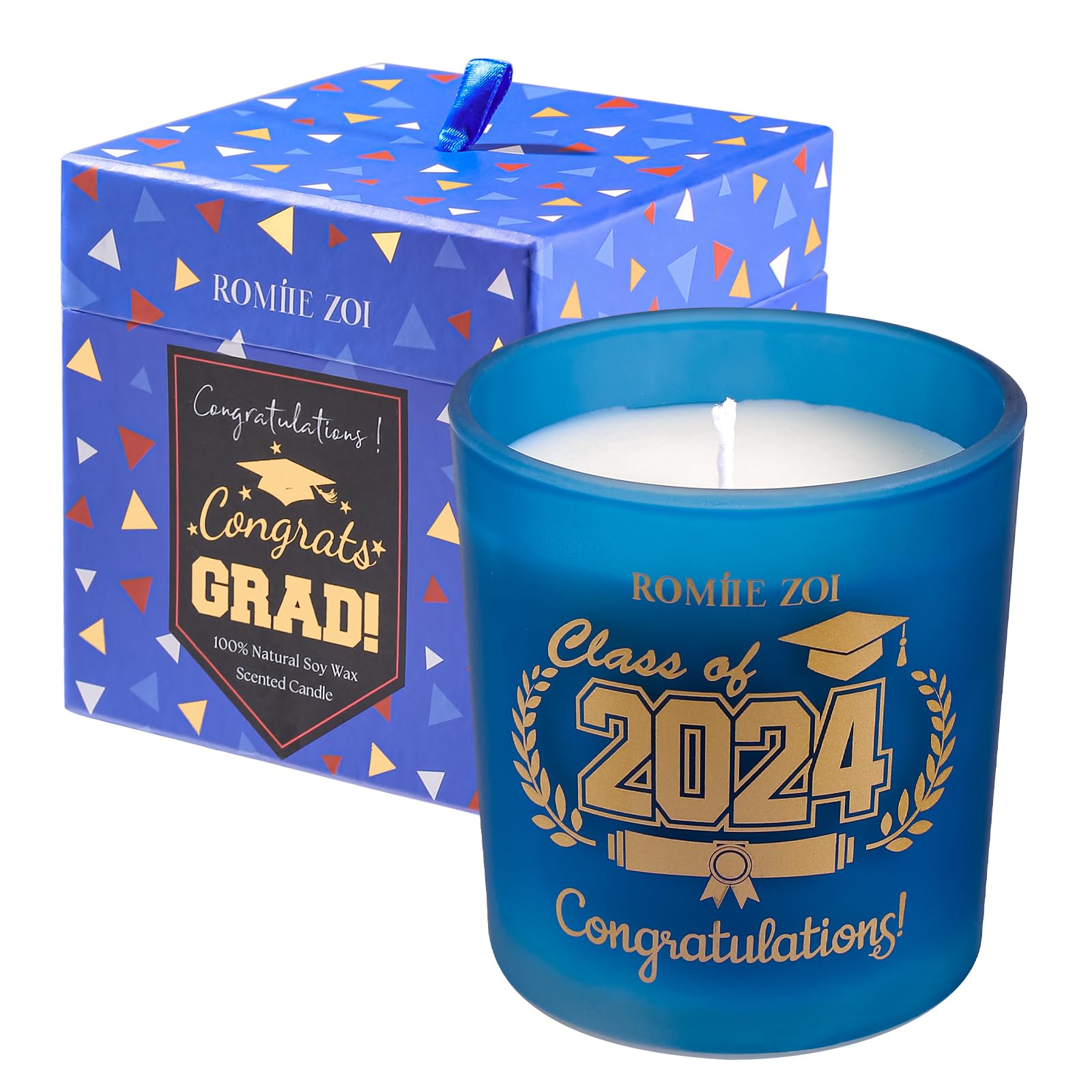ROMIIE ZOI Graduation Celebration Candle - Sandalwood - 6oz Soy Wax Candle for Birthday Gift for Her