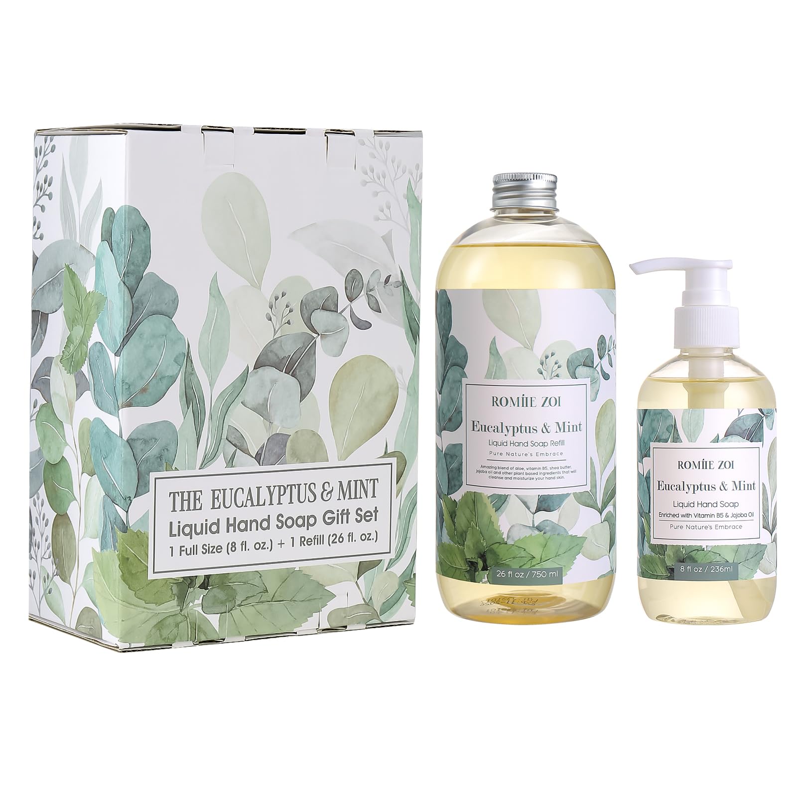 ROMIIE ZOI Liquid Hand Soap Gift Set, 750ml Refill + 236ml Liquid