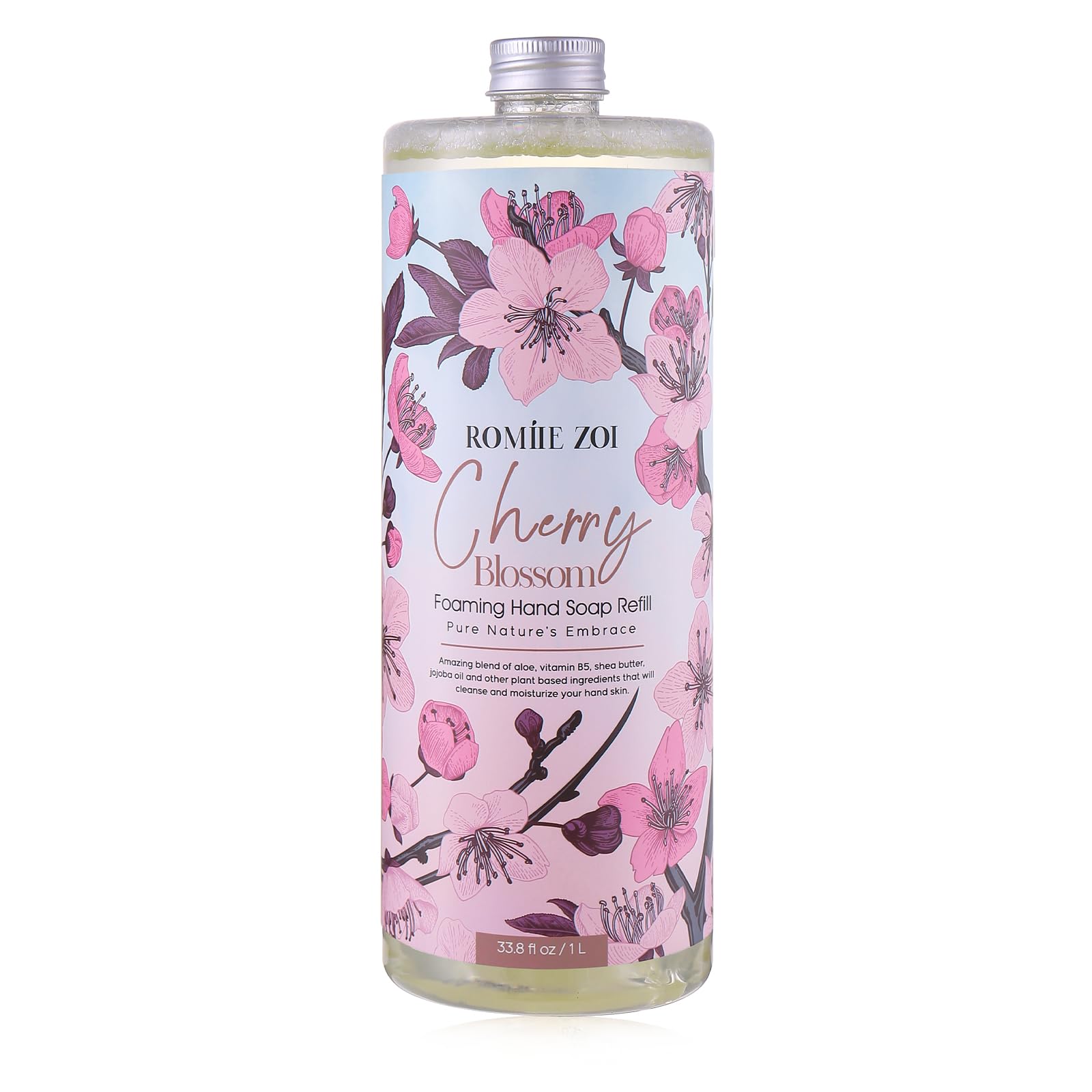 ROMIIE ZOI Foaming Hand Soap Refill, CHerry Blossom, Gentle & Moisturizing Formula, 1000 ML/ 33.8 FL OZ