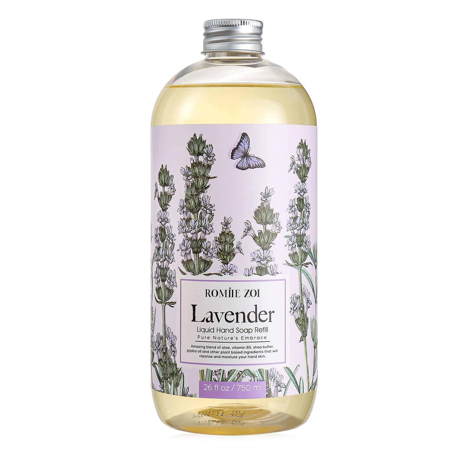 ROMIIE ZOI Liquid Hand Soap Refill, Lavender, Gentle & Moisturizing Formula, 750 ML/ 26 FL OZ