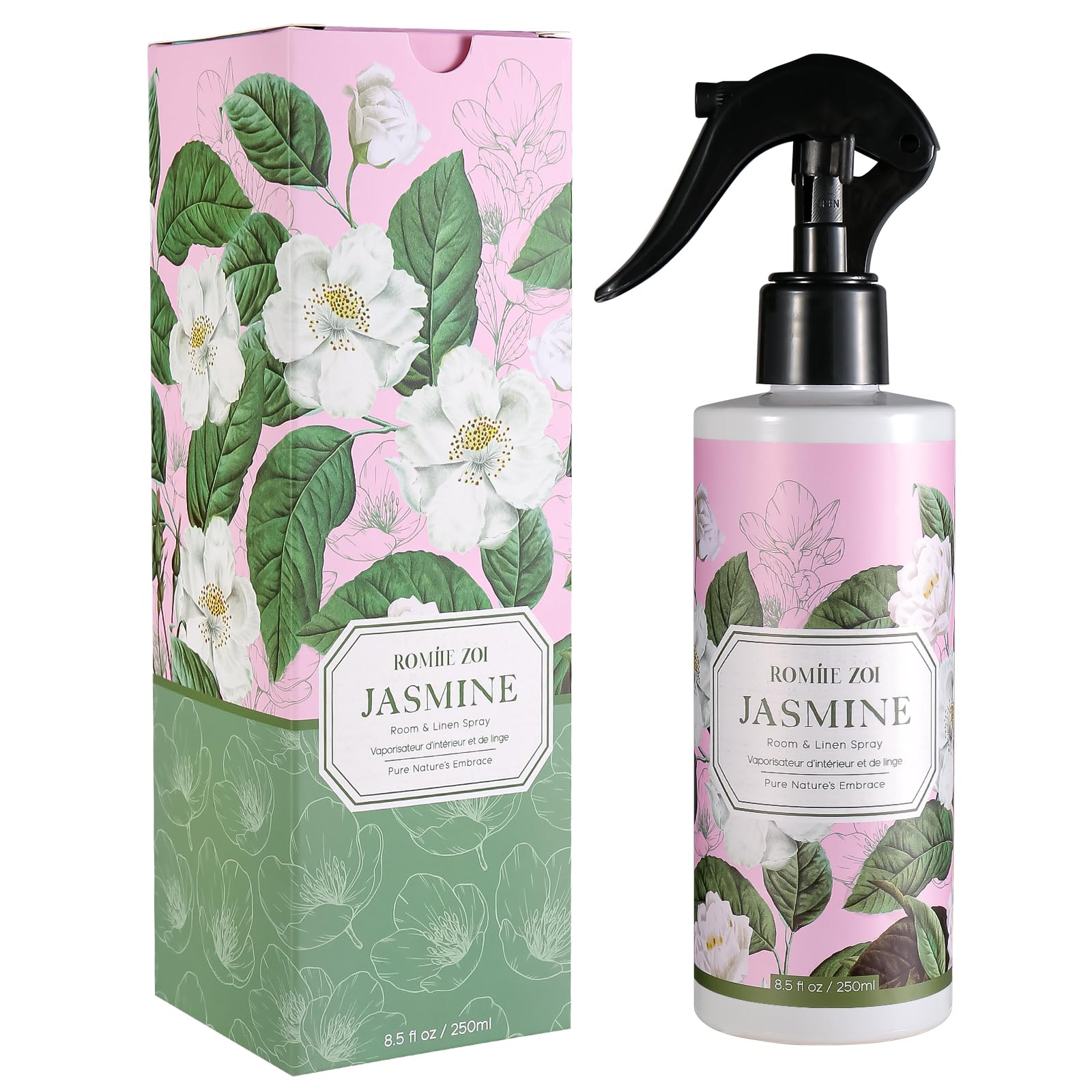 ROMIIE ZOI Room Spray Air Freshener, Fabric linen Spray air Freshener with Natural Plant Extract Scented Room Spray for Home Fragrance - Jasmine - 8.5 FL OZ