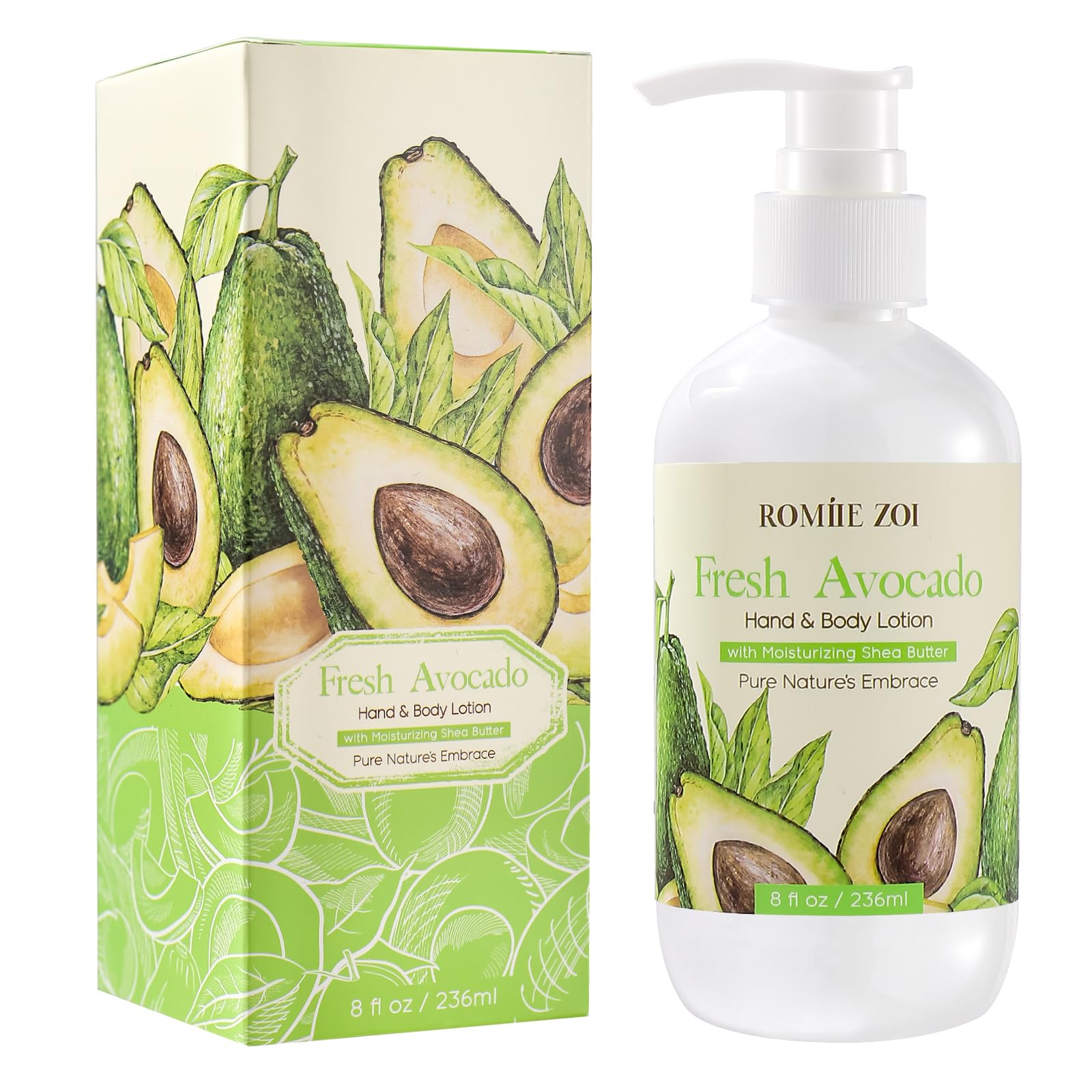 ROMIIE ZOI Daily Hand & Body Lotion with Moisturizing Shea Butter for All Skin Type- Fresh Avocado - 236 ML / 8 FL OZ