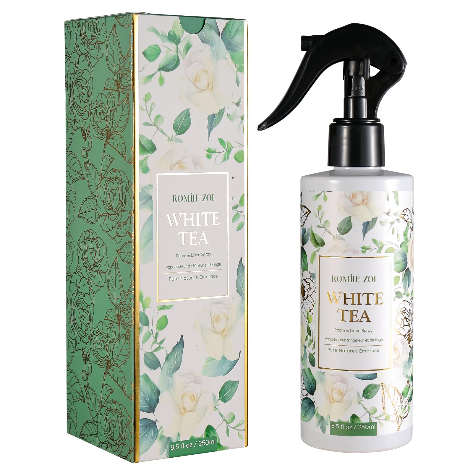 ROMIIE ZOI Room Spray Air Freshener Scented White Tea with Natural Plant Extract Room Fabric Spray for Home Fragrance linen Spray air Freshener - 8.5 FL OZ