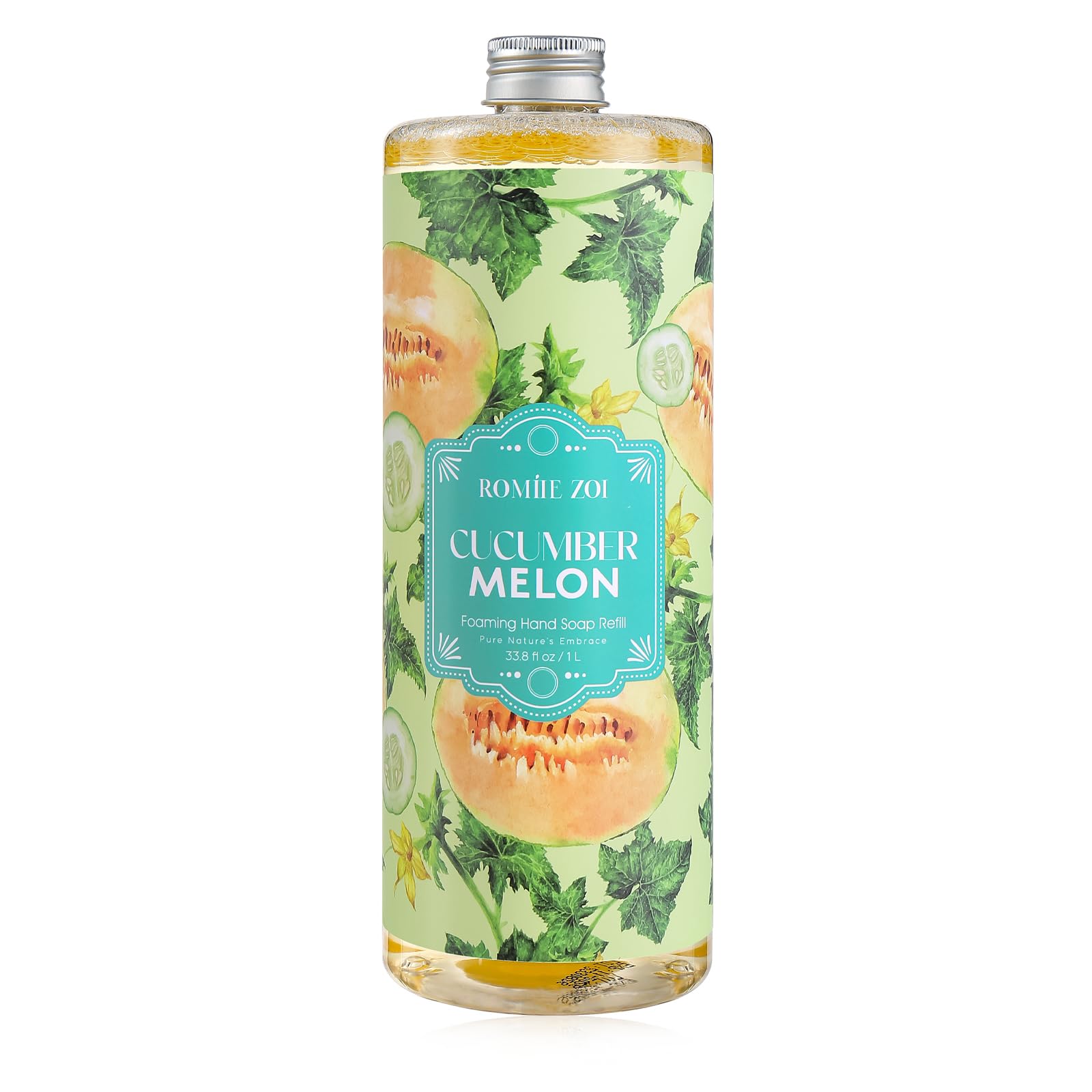 ROMIIE ZOI Foaming Hand Soap Refill, Cucumber&melon, Gentle & Moisturizing Formula, 1000 ML/ 33.8 FL OZ