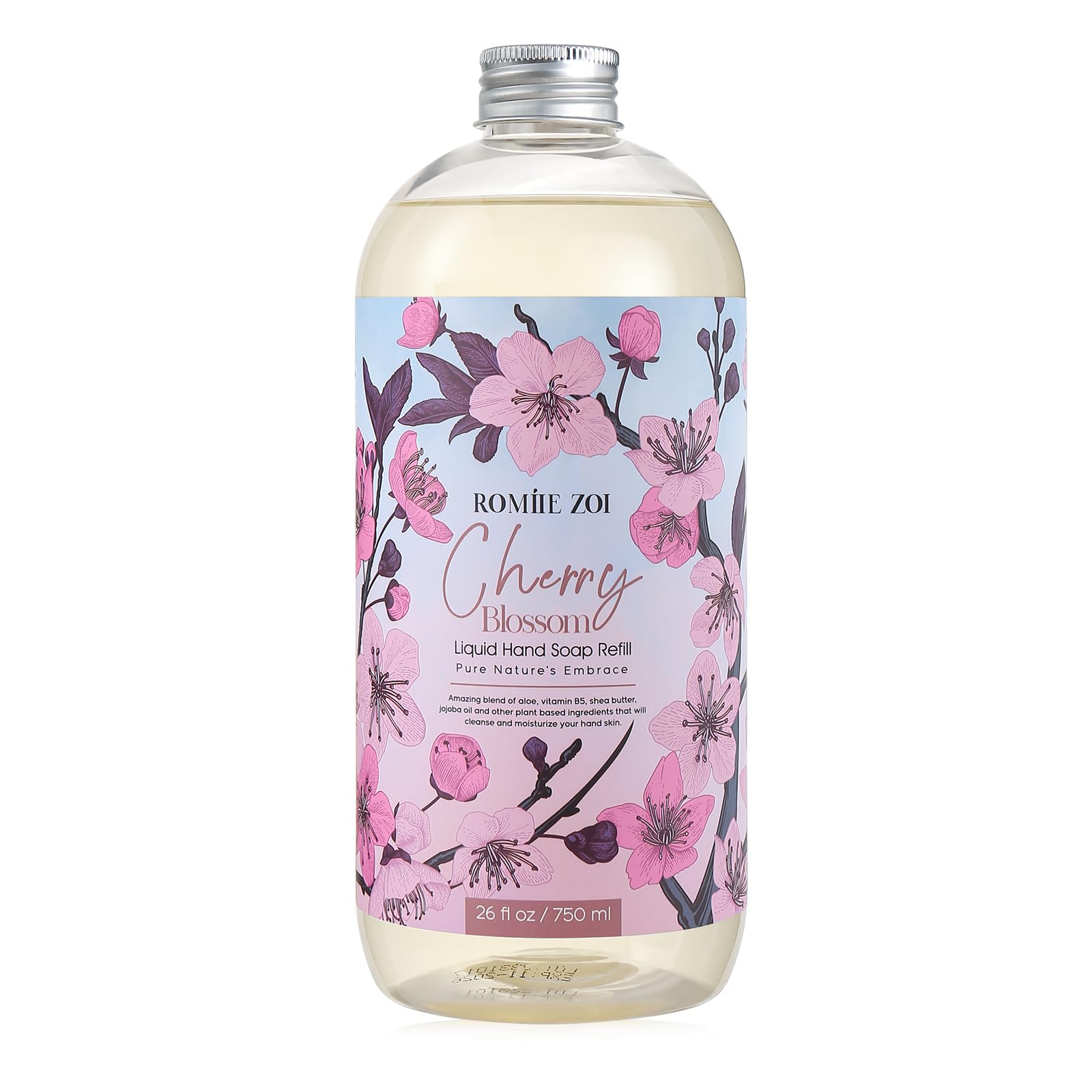 ROMIIE ZOI Liquid Hand Soap Refill, Cherry Blossom, Gentle & Moisturizing Formula, 750 ML/ 26 FL OZ