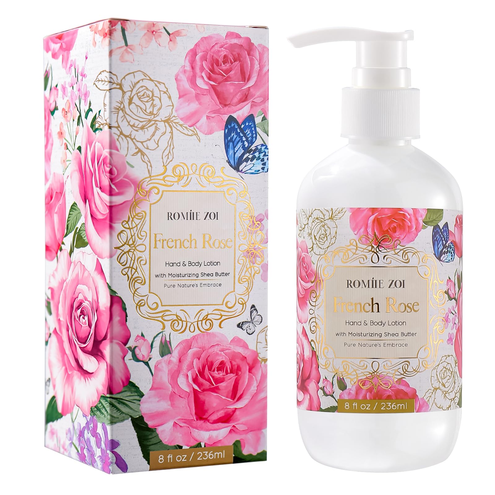 ROMIIE ZOI Daily Hand & Body Lotion with Moisturizing Shea Butter - French Rose - 236 ML / 8 FL OZ