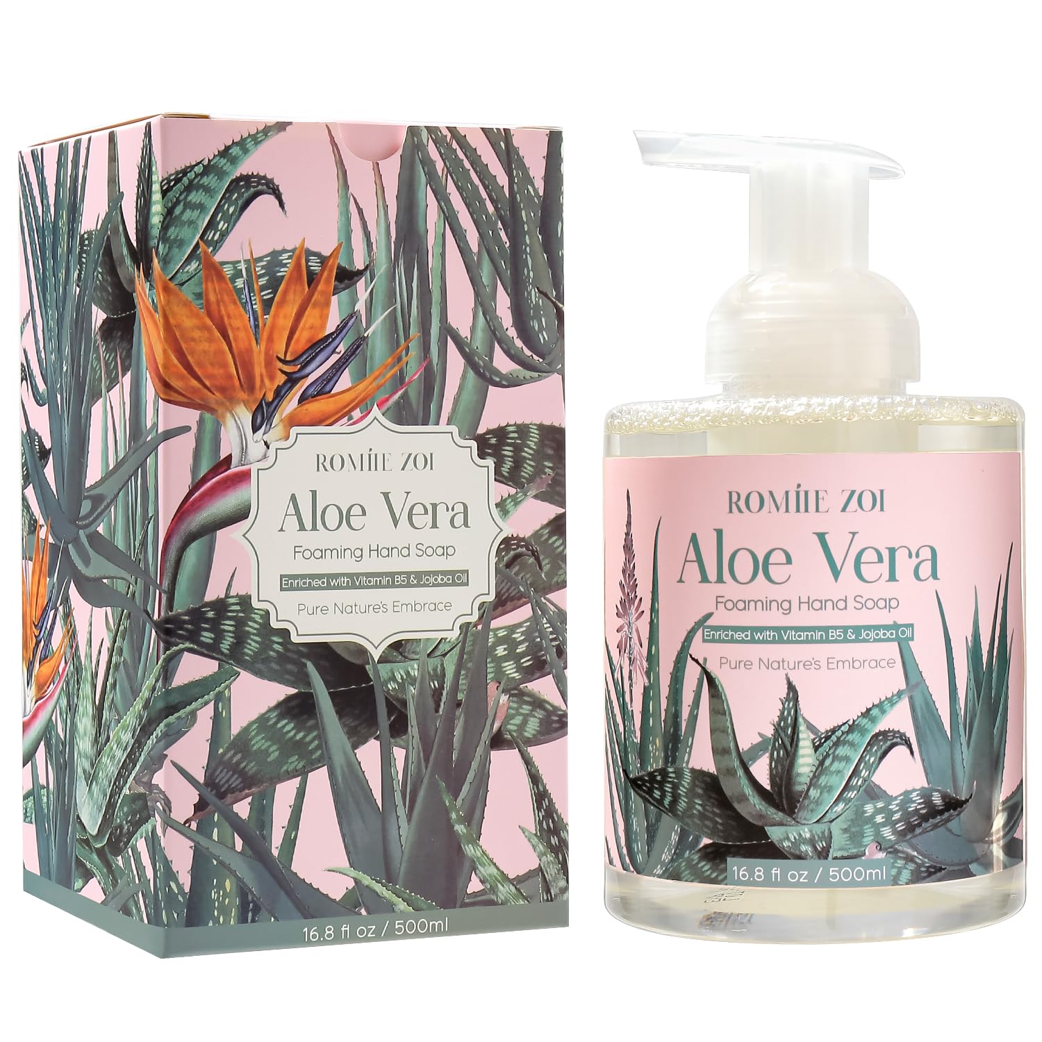 ROMIIE ZOI Foaming Hand Soap with Gift Box- Aloe Vera - Biodegradable Formula Moisture & Revitalize - 500ml/ 16.8oz