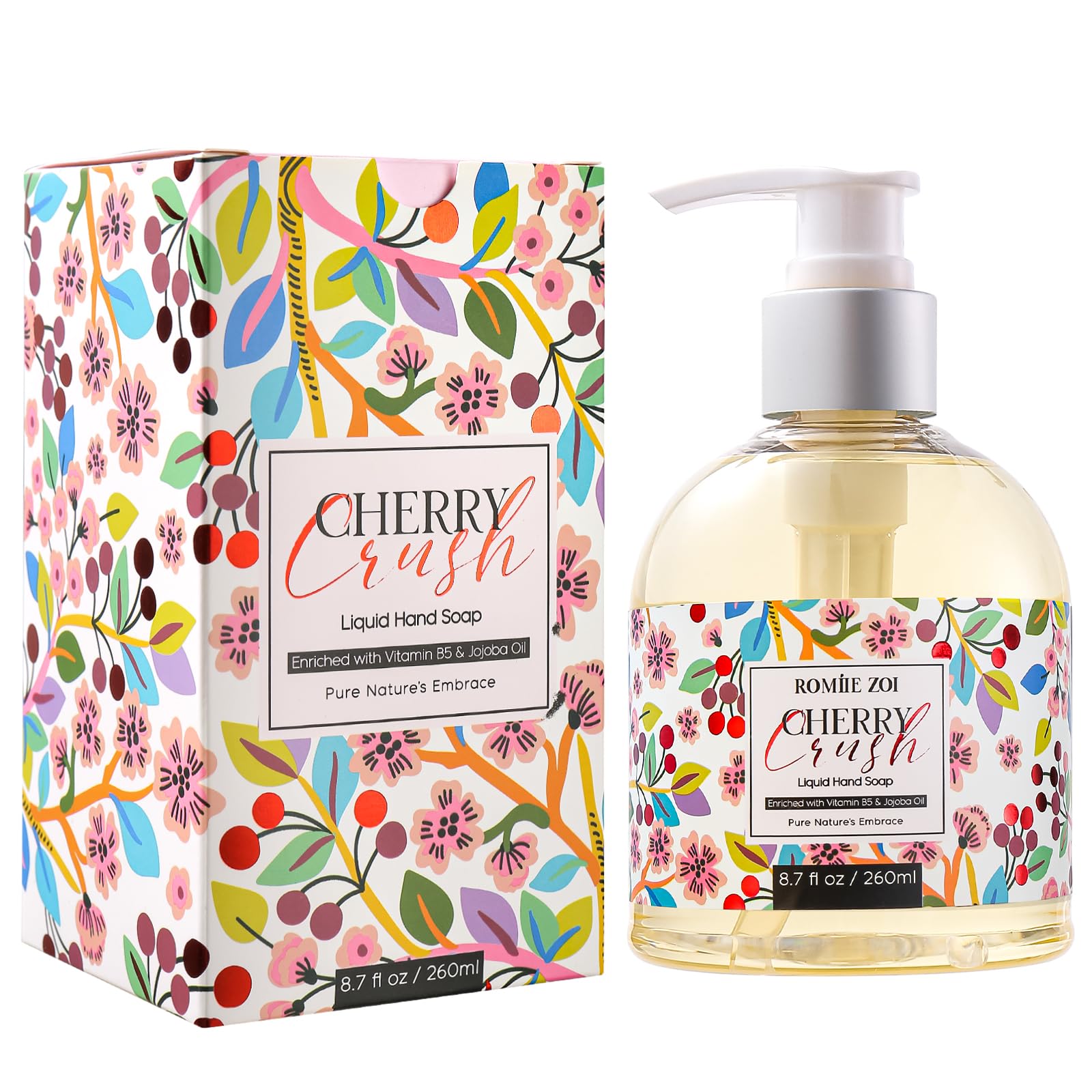 ROMIIE ZOI Liquid Hand Soap with Gift Box - Pure Nature's Embrace - Cherry Crush - 260ml/ 8.7 fl.oz