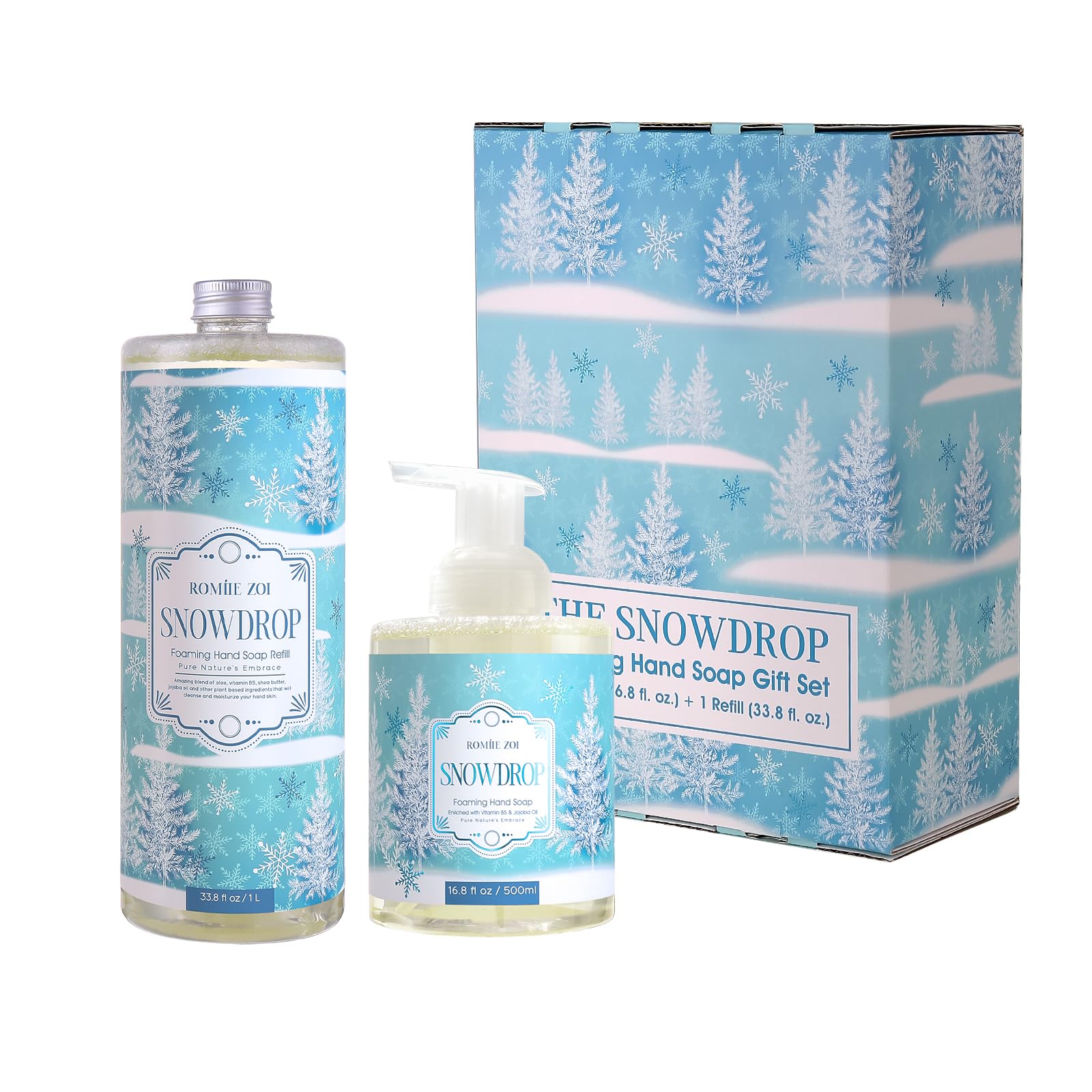 ROMIIE ZOI Christmas Foaming Hand Soap Refill Set, Christmas Snow, 1000 ML+500ml(Pack of 2)
